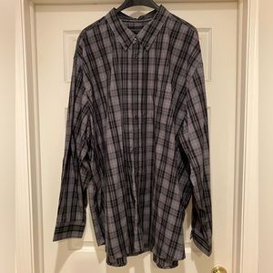 NWOT - Men’s Long Sleeve Button Down Shirt - Basic Editions - Black & Grey - 4XL